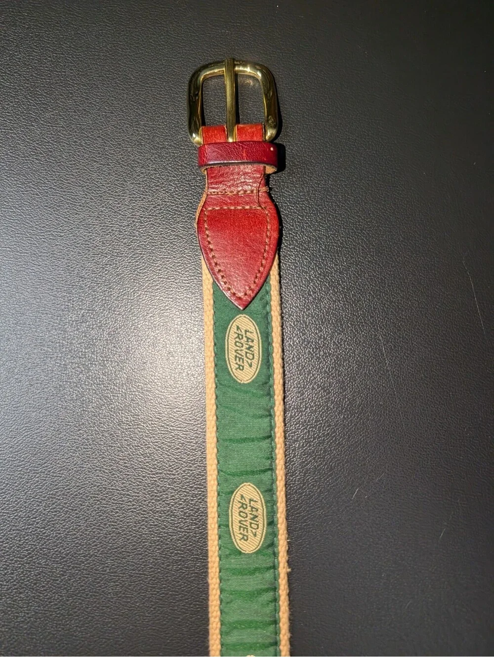 Cape Code Line Belt Leather Brass Small Land Rover Green